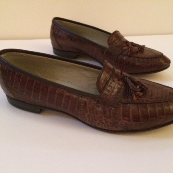 Genuine Crocodile Brown Tassel Loafers - Picture 2 of 7
